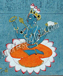 Vishnu bearing sankha, chakra, gada and padma his conch, discus, mace and lotus