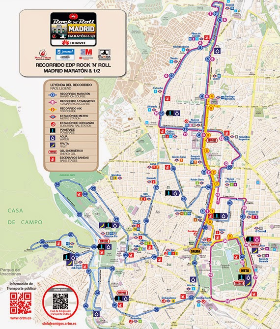 Plano de Transporte Público en el Maratón de Madrid 2015 - Pincha para ampliar