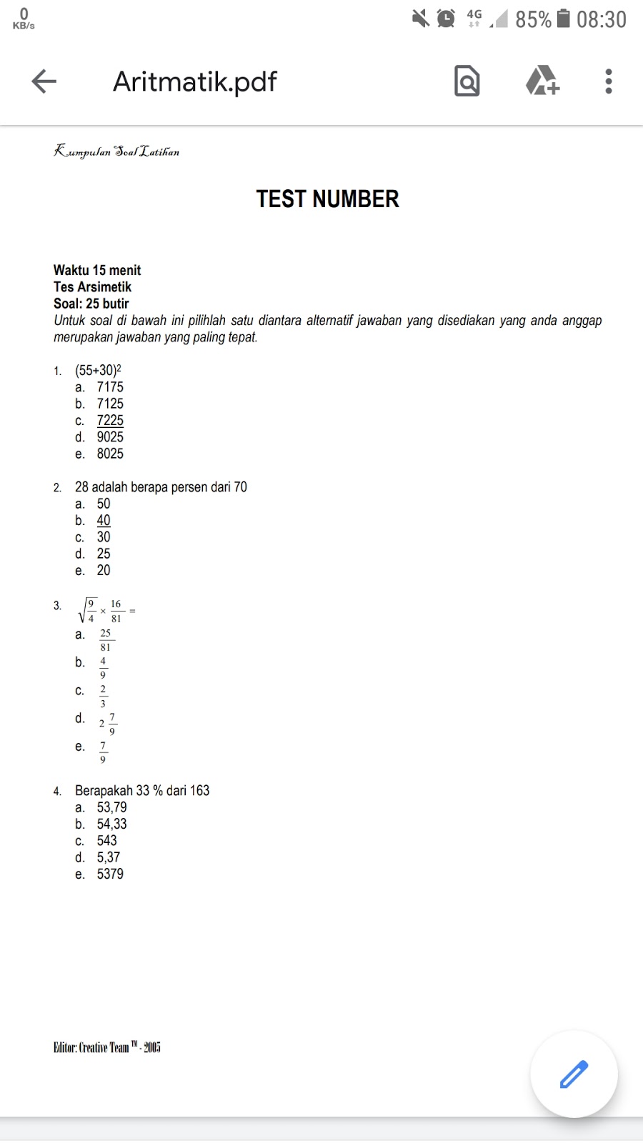 SOAL LATIHAN SKD CPNS