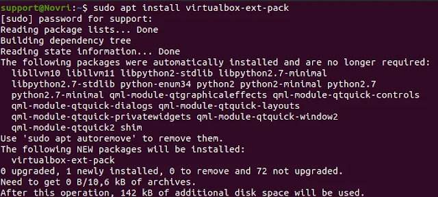 cara install virtulbox di ubuntu install packaging extension