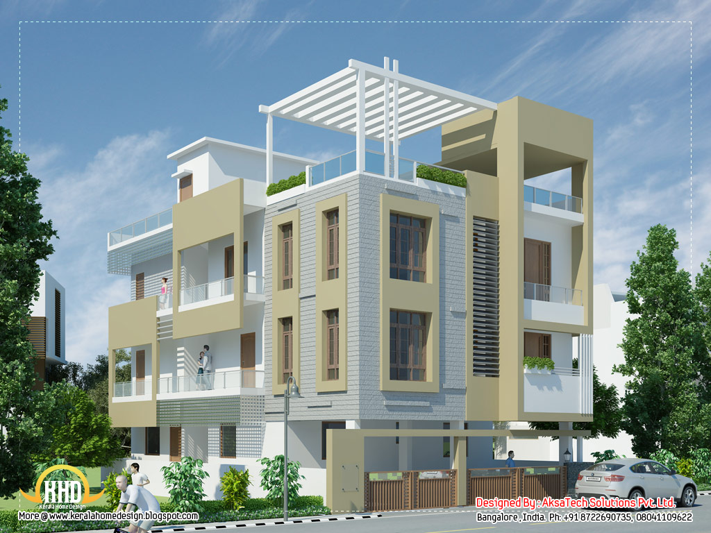 Modern contemporary home elevations by Aksatech Solutions , Bangalore ...