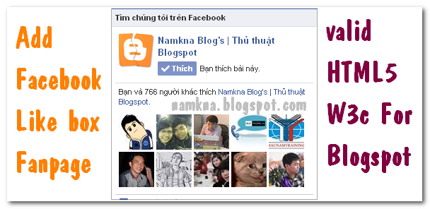 Tạo Facebook Like Box chuẩn HTML5 cho blogspot