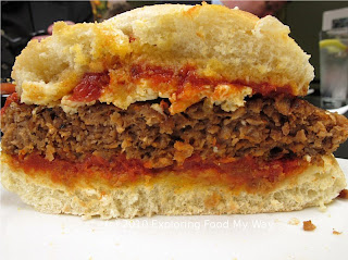 Side Shot of Vegan Pizza Burger