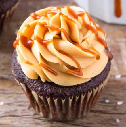 Chocolate Cupcakes with Caramel Frosting