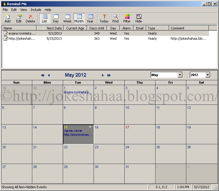 Remind-Me+Software+Display+events+on+a+month+calendar