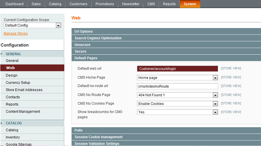Change default Home page url to any page url in Magento