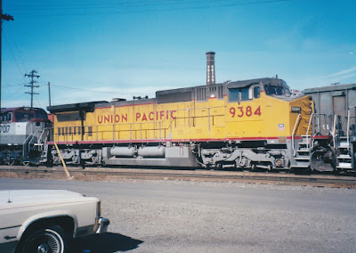 Union Pacific Dash 8-40CW #9384 at Albina Yard in Portland, Oregon, in 1999