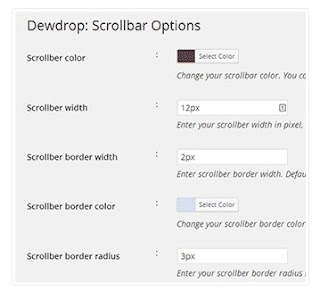 custom scrollbar settings wordpress