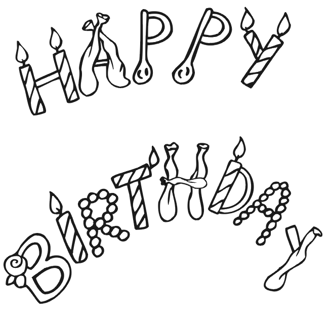Hello Kitty Coloring Pages Birthday. Happy Birthday coloring pages