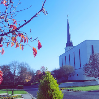 The London England Temple in Autumn