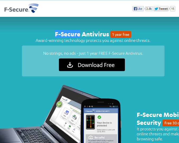 F-Secure Antivirus Free for 1 year