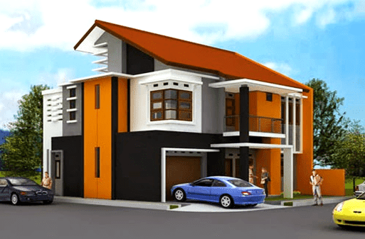 Contoh rumah minimalis warna orange