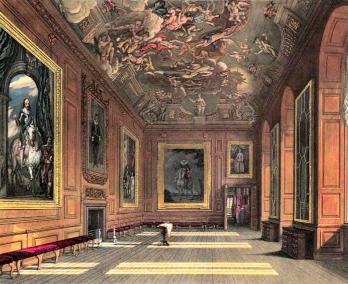 Queen's Presence Chamber, Windsor Castle  from The History of the Royal Residences by WH Pyne (1819)