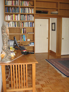 Custom mission style, white oak desk and built-in bookcases, Westchester, NY