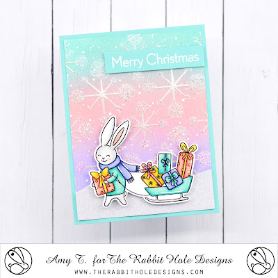 Bunny Christmas Stamp and Die Set illustrated by Tatsiana Zayats, Mid-Century Modern #2 Stencil by The Rabbit Hole Designs #therabbitholedesignsllc #therabbitholedesigns #trhd