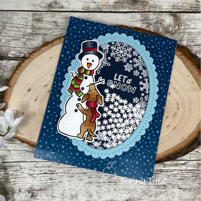 Snowflake Shaker Card by Donna Idlet | Snowflake Oval Stamp Set, Oval Frames Die Set, Holiday Heights Stamp Set and Christmas Time Paper Pad by Newton's Nook Design