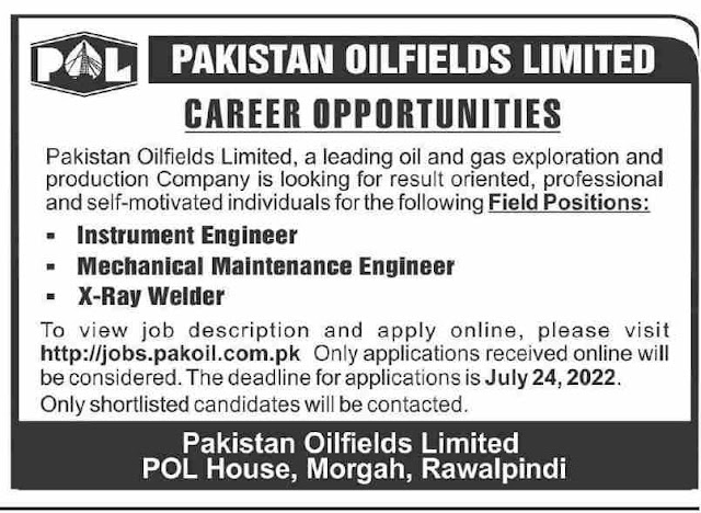 Pakistan Oilfields Limited POL Jobs 2022 Latest Career Apply Online
