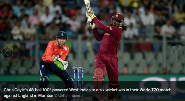 Gayle’s Quick 100 Help West Indies Beat England In World T20