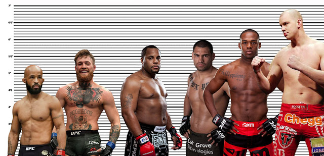 Daniel Cormier height comparison with Demetrious Johnson, Conor Mcgregor, Cain Velasquez, Jon Jones, and Stefan Struve