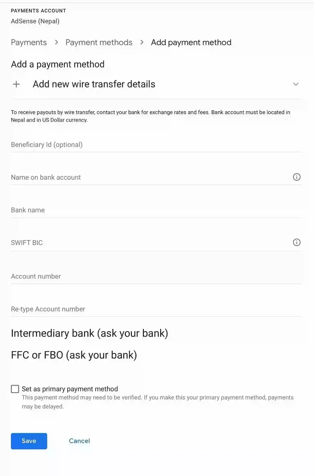How to Add Payment Methods for Google Adsense Account