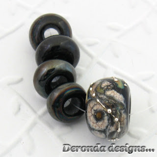 silver and black big hole bead