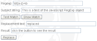 JavaScript Regular Expression Tester