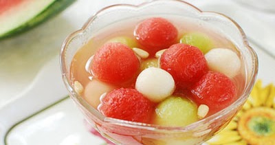 Cara membuat minuman segar "Mousse Melon + Semangka 