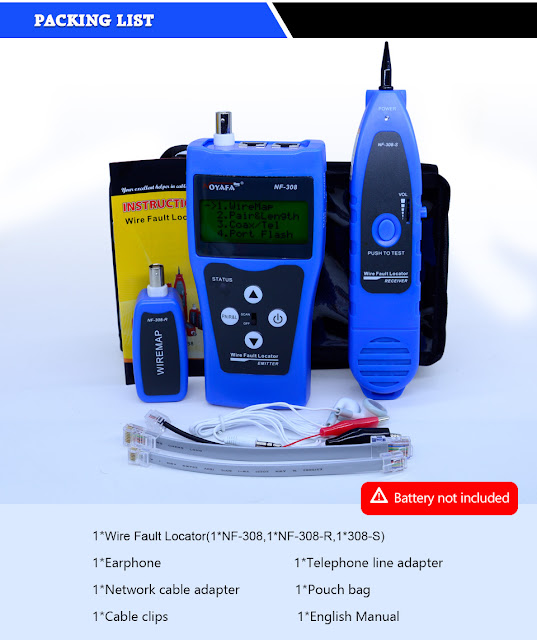 Network Monitoring Cable Tester LCD NF-308 Wire Fault Locator LAN Network Coacial BNC USB RJ45 RJ11 Blue Color 