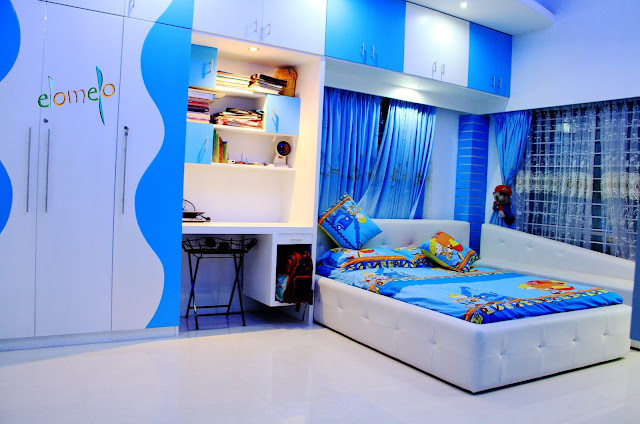 BLUE COLOR BED ROOM INTERIOR DESIGN , BEST INTERIOR COMPANY IN BANGLADESH