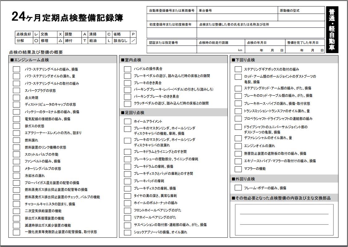 自分でやる1年点検用の記録簿を作る M9 Diy