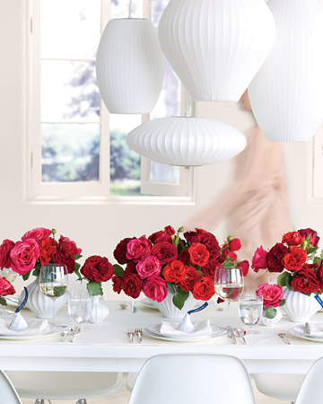  to bright fuchsia and display them on an allwhite tablescape
