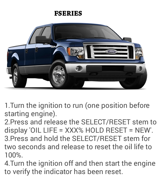 Complete Oil reset Guide for FORD Cars ford fseries