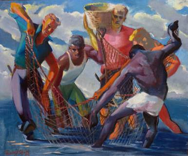 Francis J. Quirk painting of "The Fishermen"