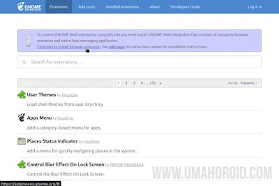Langkah 1 - Buka Web GNOME Extension Org