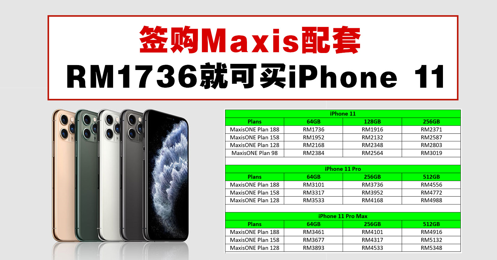 签购Maxis配套，你可以最低RM1736购买iPhone 11 - WINRAYLAND