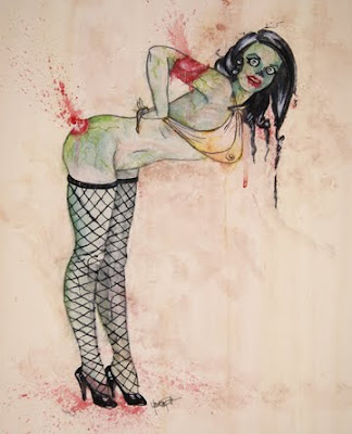 Zombie Pinup is 18x24 watercolor The original is sold but 8x10 prints