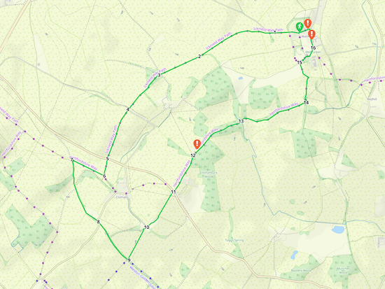 Map for Walk 127: Wallington South-West Loop