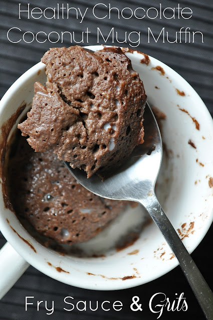 Healthy Chocolate Coconut Oil Mug Muffin from FrySauceandGrits.com
