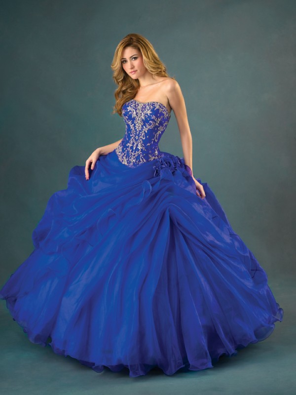 Perfect Blue Ball  Gown  Bridal  Dress  Blue satin and 