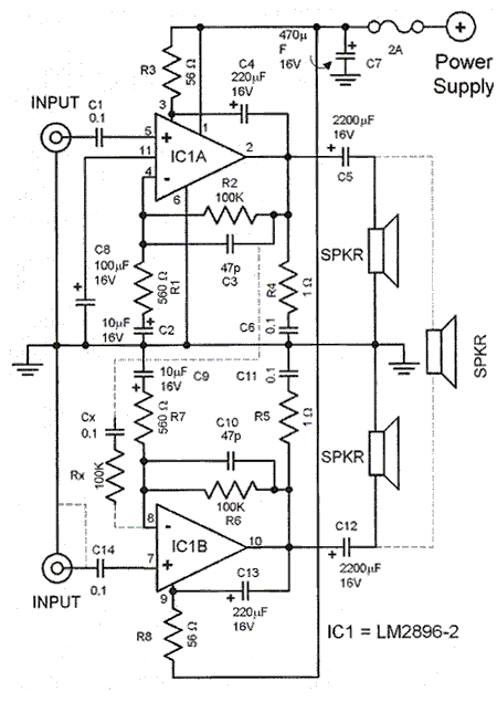 Car Stereo Booster using IC LM2896