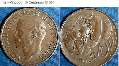 Italy Kingdom 10 Centesimi @ 50/-