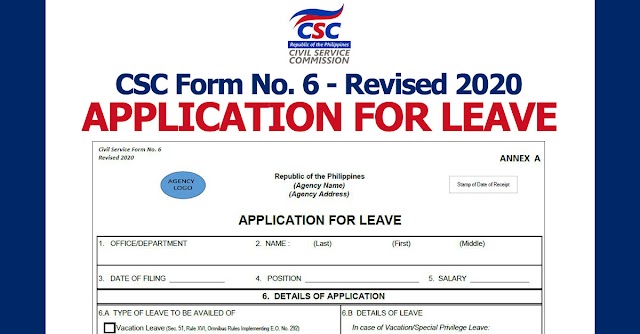 CSC Form No. 6 - Revised 2020 | APPLICATION FOR LEAVE (Form 6 )