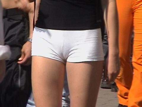 white shorts camel toe reply