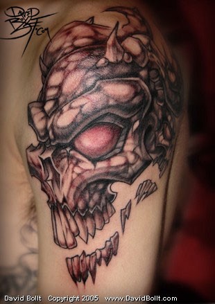 skull head tattoos. Tribal Skull Tattoo Design