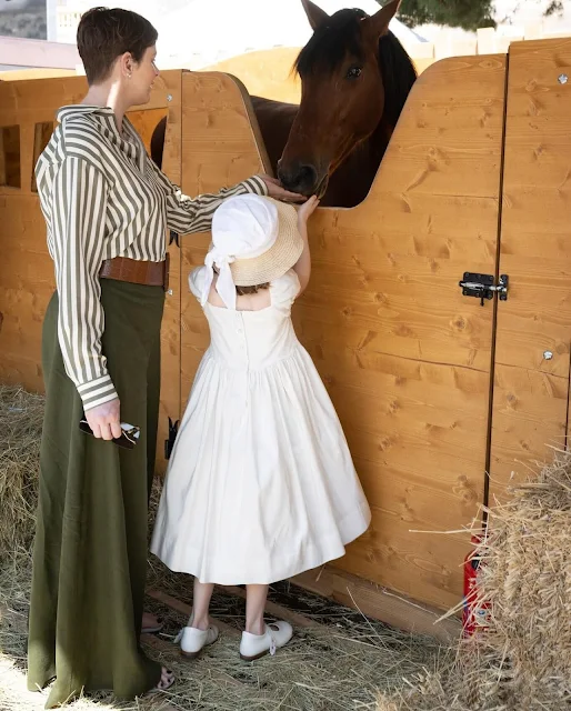 Princess Charlene and Princess Gabriella wore Ralph Lauren outfit. Princess Caroline wore a Skye maxi dress by Melissa Odabash