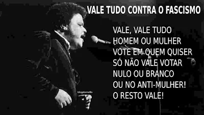 Tim Maia e trecho da letra de Vale Tudo modificada