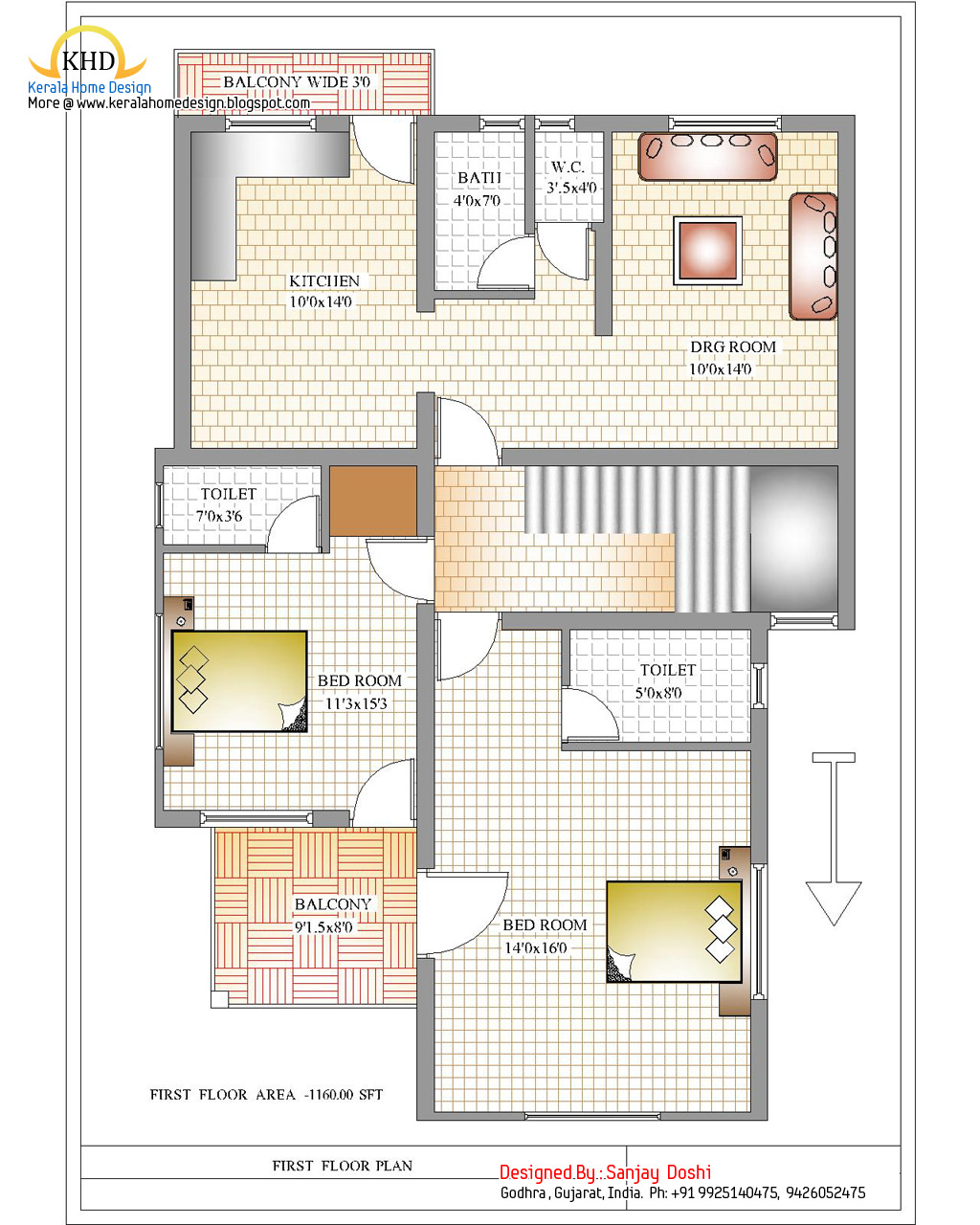 Duplex House Plan and Elevation First Floor Plan - 215 Sq M (2310 Sq ...