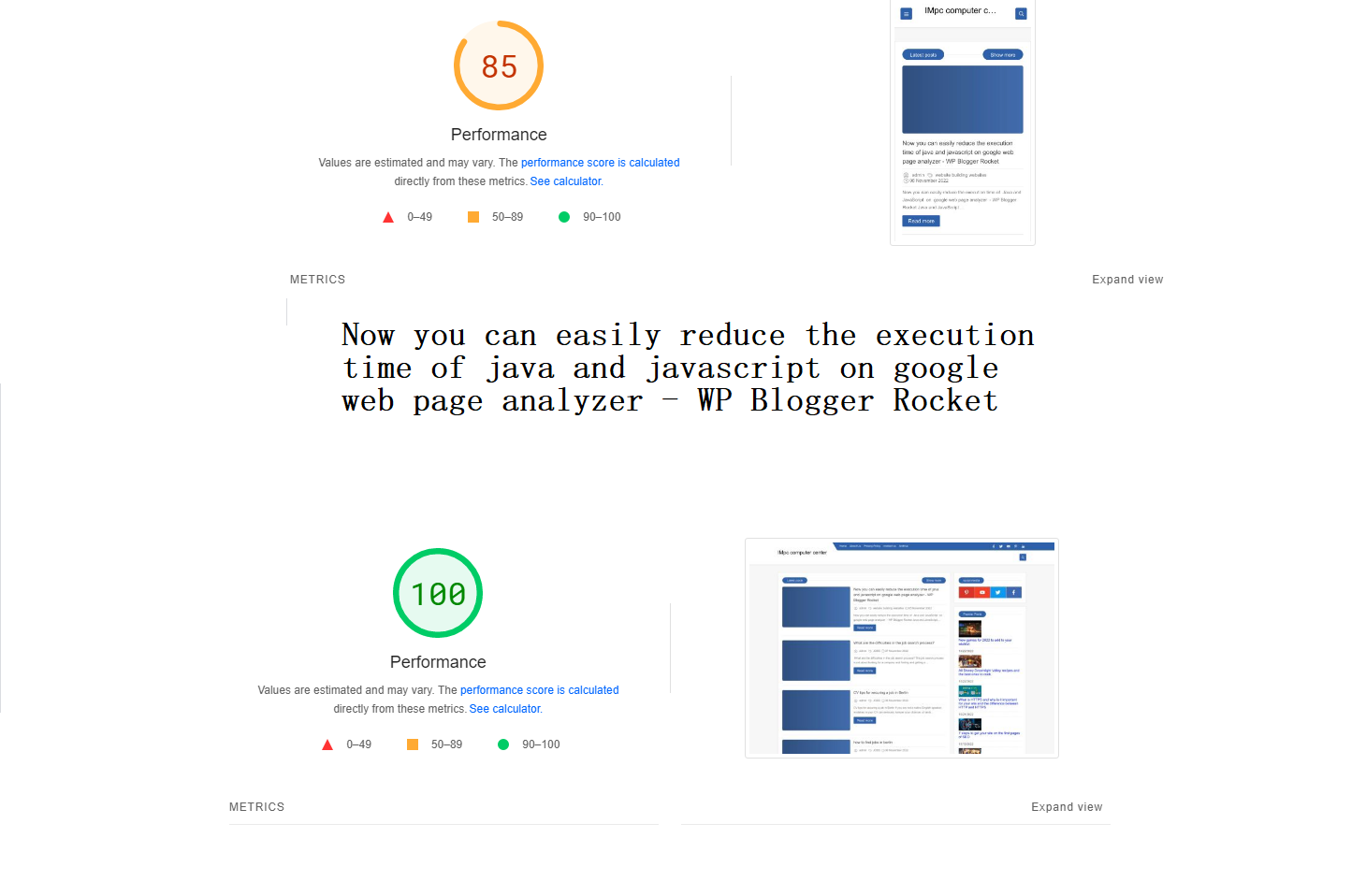 Now you can easily reduce the execution time of java and javascript on google web page analyzer 
