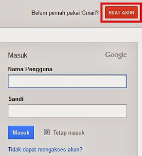 klik pada tombol buat akun untuk memulai membuat email