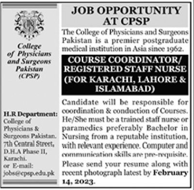 The College of Physicians and Surgeons Pakistan CPSP Jobs